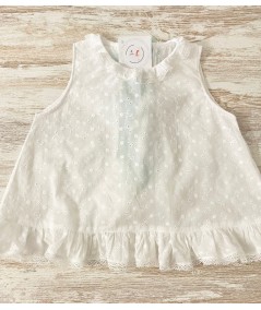 CONJUNTO NIÑA CEREMONIA BLANCO CON TUL VERDE AGUA