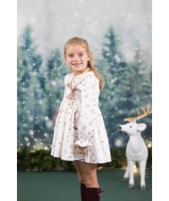 VESTIDO NIÑA COLECCION CIERVOS BURDEOS