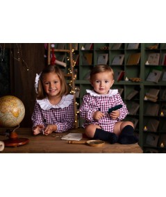 VESTIDO VICHY COLECCION BURDEOS