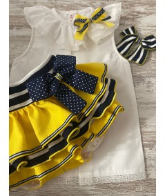 BOMBACHO AMARILLO CON RAYAS MARINO