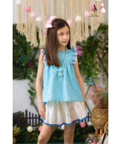 CAMISA NIÑA VICHY TURQUESA
