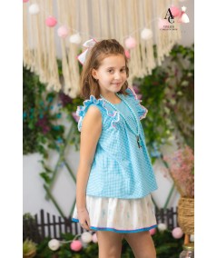 CAMISA NIÑA VICHY TURQUESA